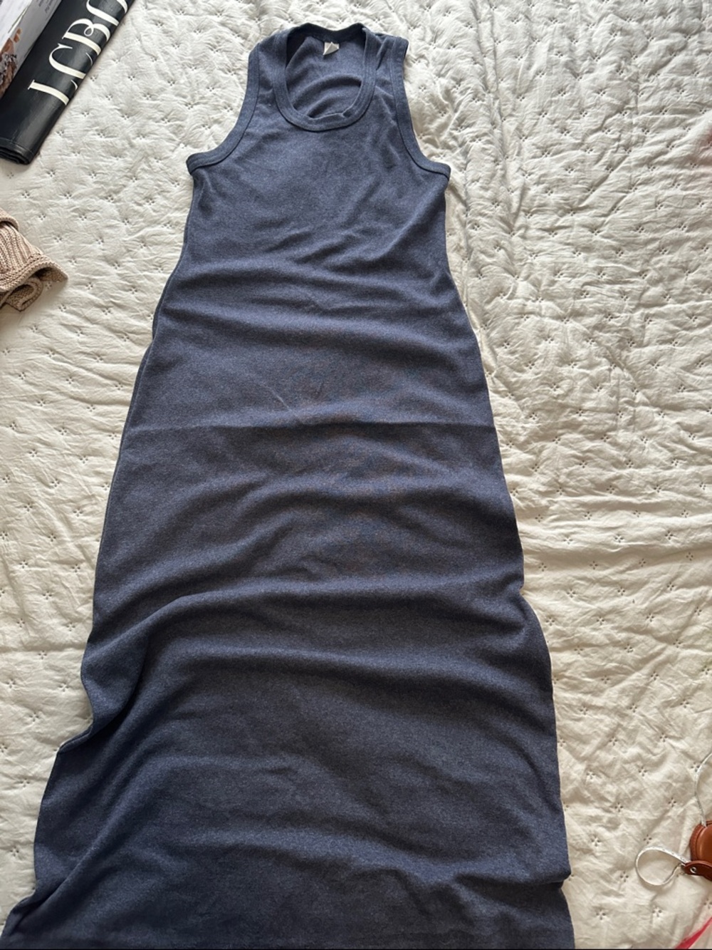 La SENZA Sleeveless Ribbed Maxi Dress in Navy Blue